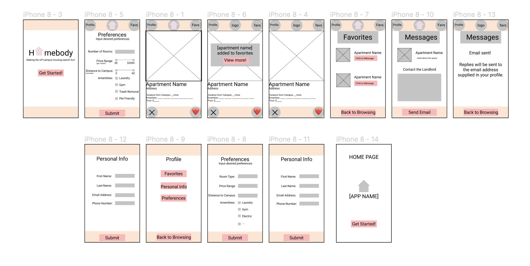 Medium fidelity sketches for our solution